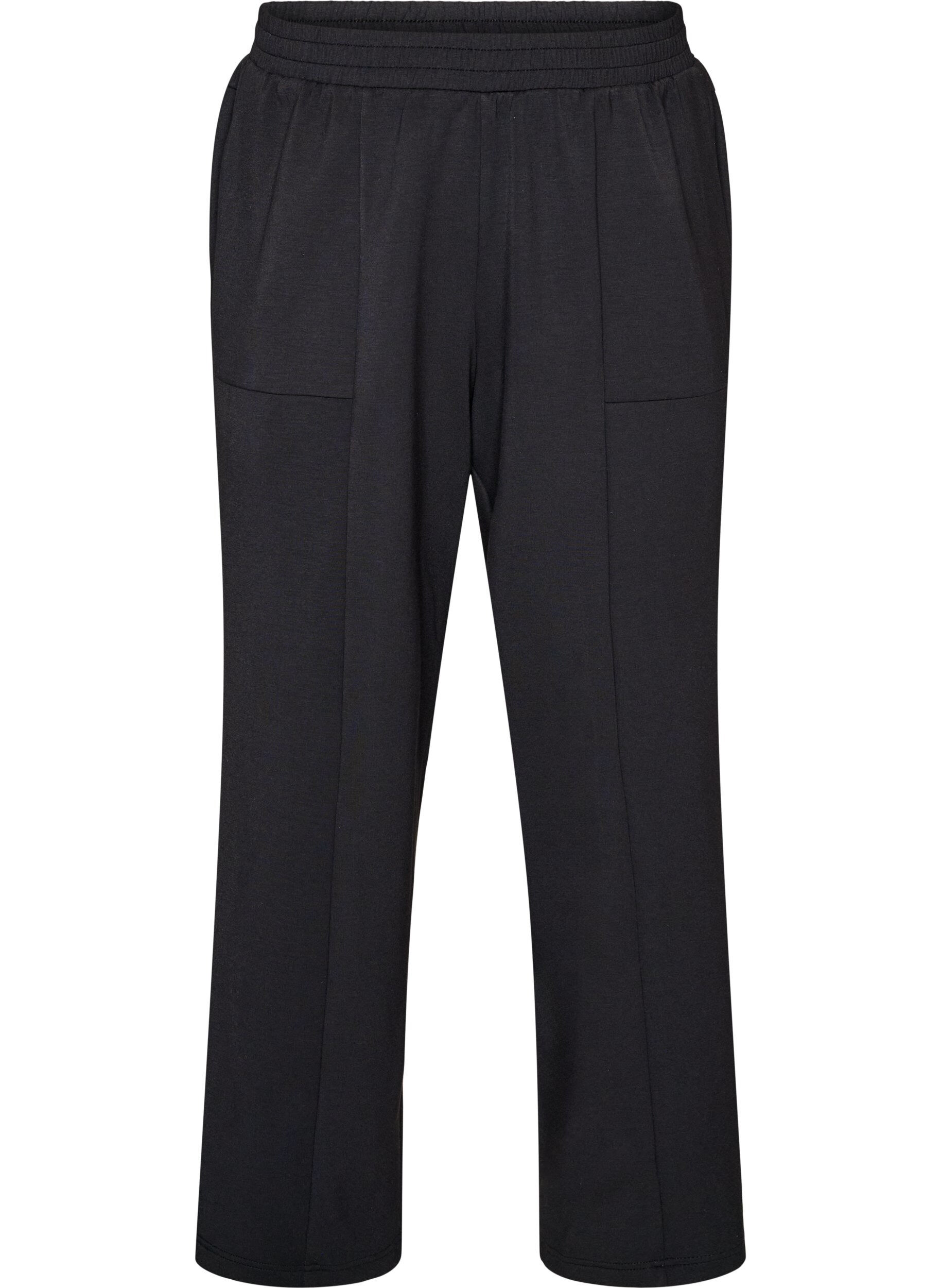 ZizzifashionLoose jersey trousers with high waist and pockets, Black, Packshot image number 0
