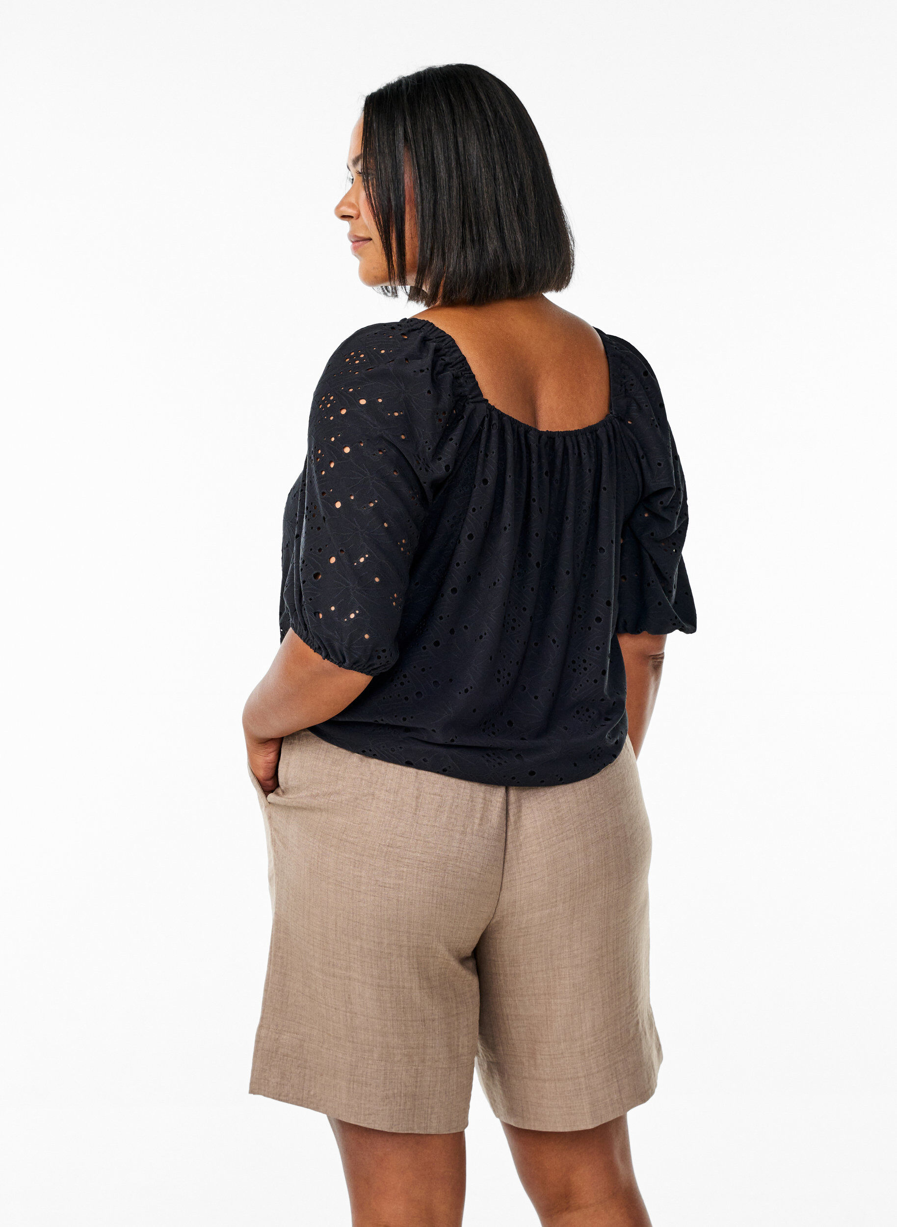 ZizzifashionShorts with pockets and high waist, Brown, Model image number 2