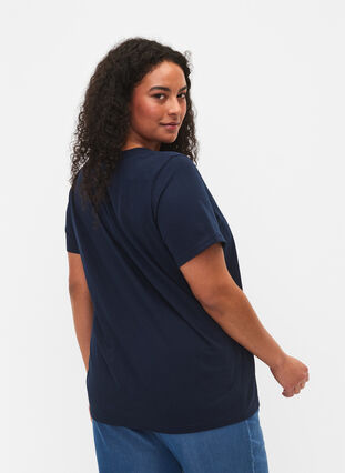 Short sleeve t-shirt with v-neckline, Navy Blazer, Model image number 1