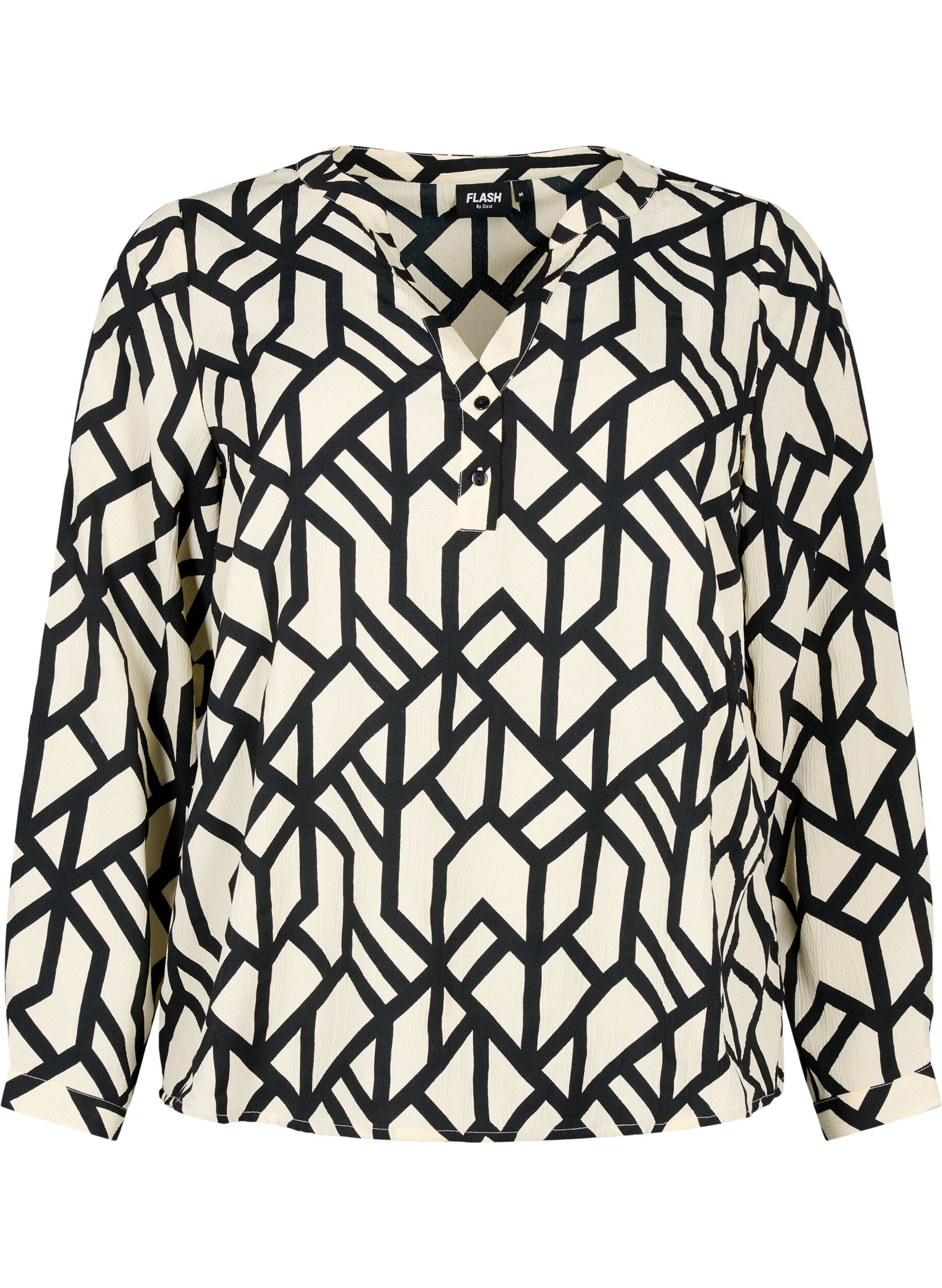 Zizzifashion FLASH - Long sleeve blouse with print, Birch Black Graphic, Packshot image number 0