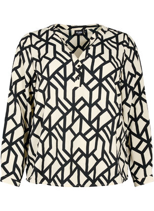 FLASH - Long sleeve blouse with print, Birch Black Graphic, Packshot image number 0