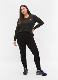 Seamless sport tights with structure pattern, Black, Model