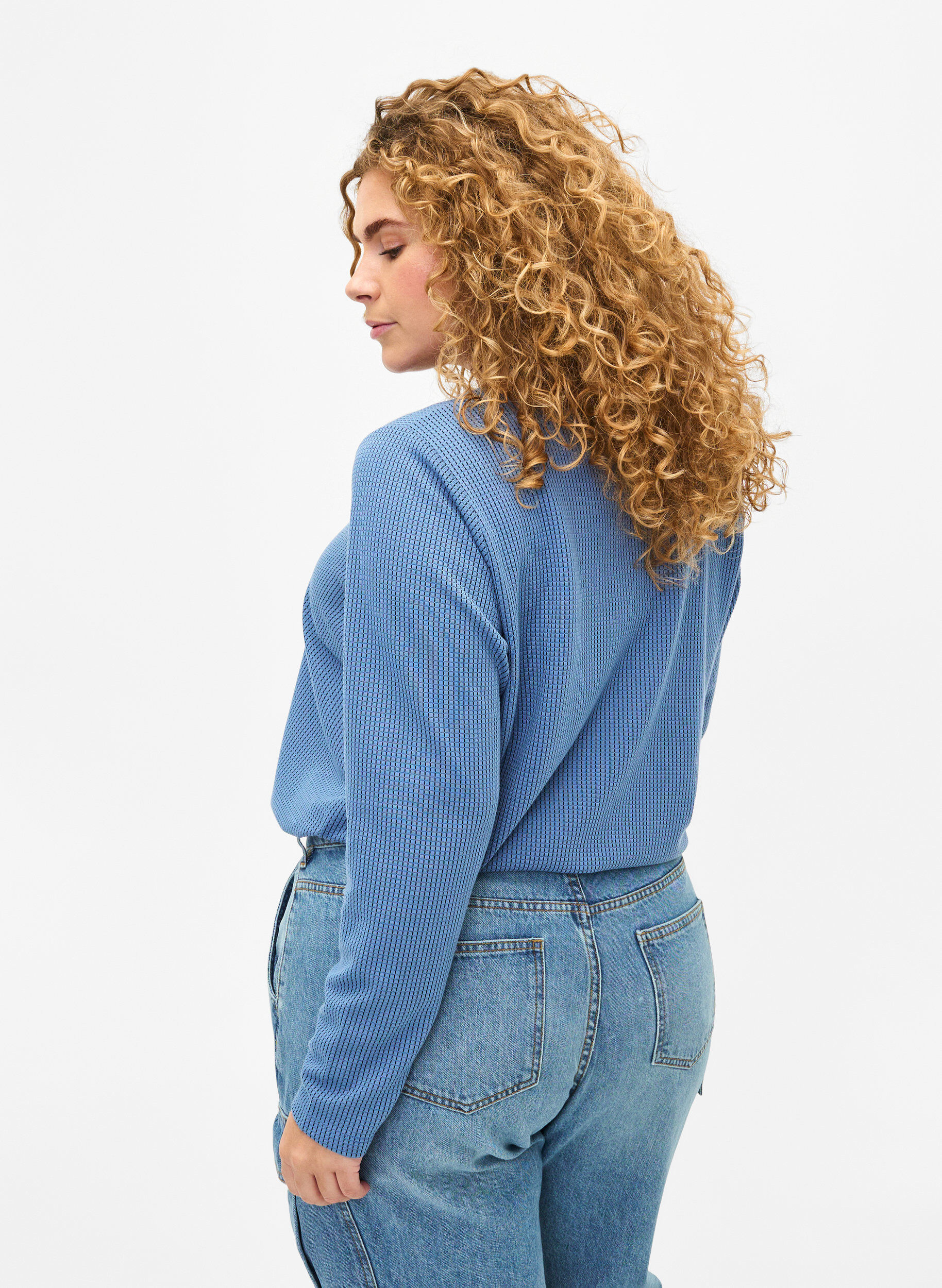 Zizzifashion Textured A-line blouse, Quiet Harbor, Model image number 1