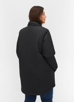Quilted jacket with chest pockets and a collar, Black, Model image number 1
