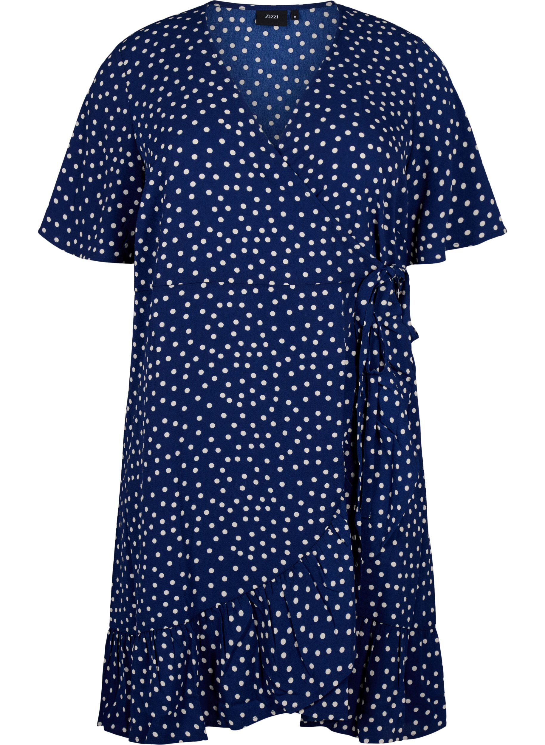 Zizzifashion Printed wrap dress with short sleeves, Blue, Packshot image number 0
