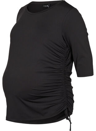 Maternity training blouse with 3/4 sleeves, Black, Packshot image number 0