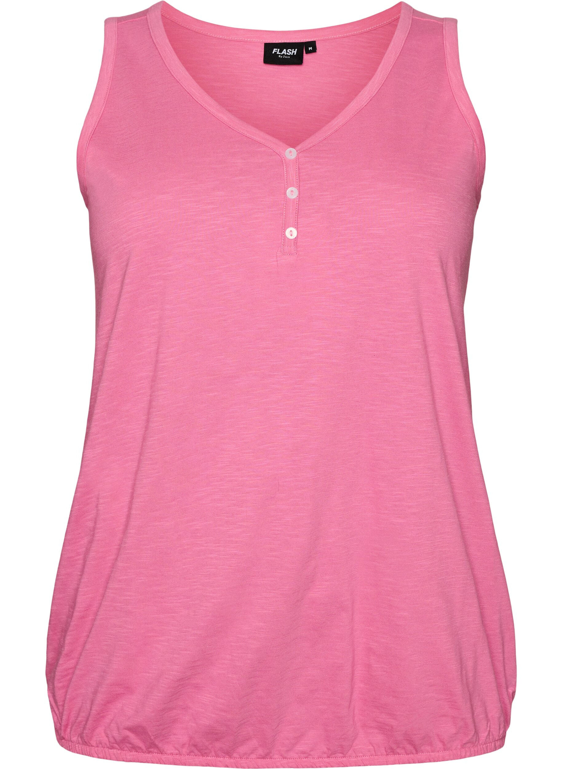 ZizzifashionTank top in organic cotton with V-neck and buttons, Pink, Packshot image number 0