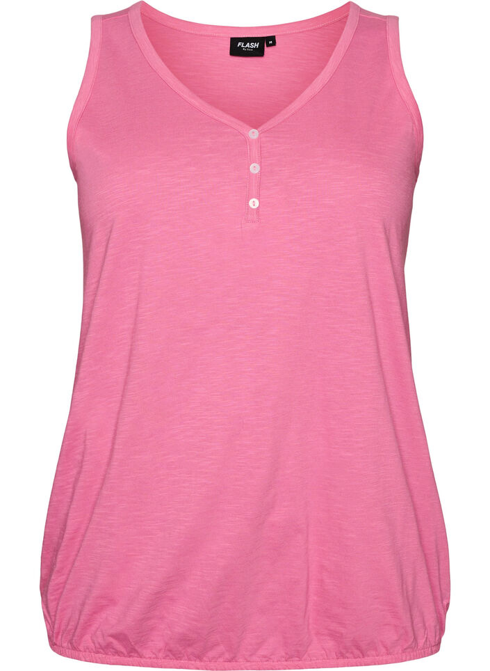 Tank top in organic cotton with V-neck and buttons, Pink, Packshot image number 0
