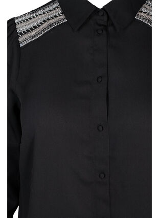 Long shirt with beaded details, Black, Packshot image number 2