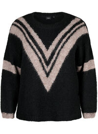 Knitted sweater with striped detail