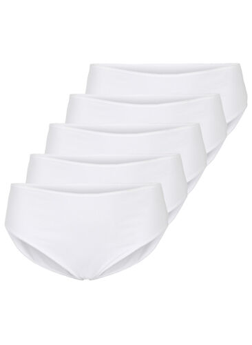 5-pack cotton knickers with regular waist, Bright White, Packshot image number 0