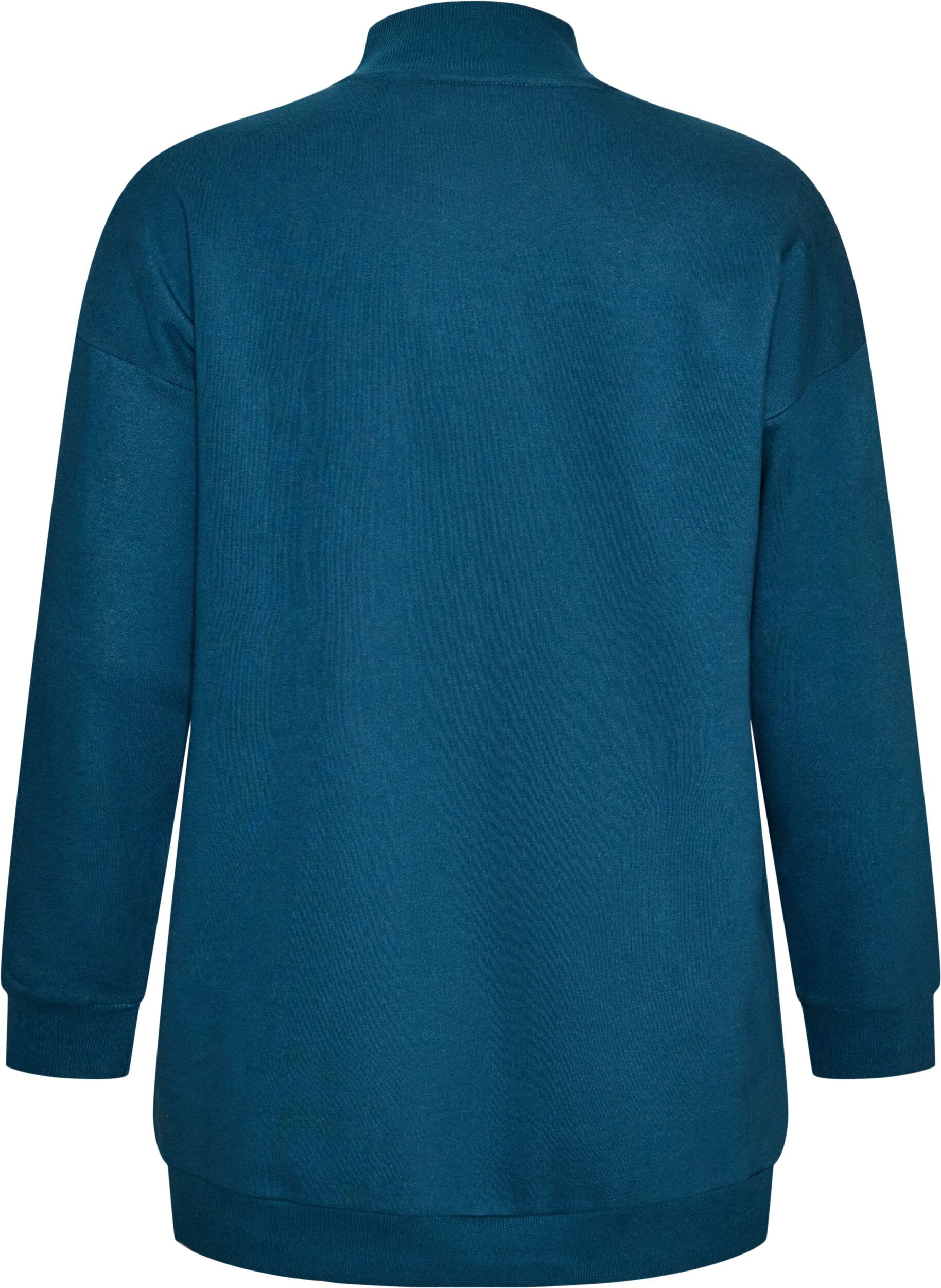 ZizzifashionLong sweatshirt with high neck and embroidered text, Blue, Packshot image number 1