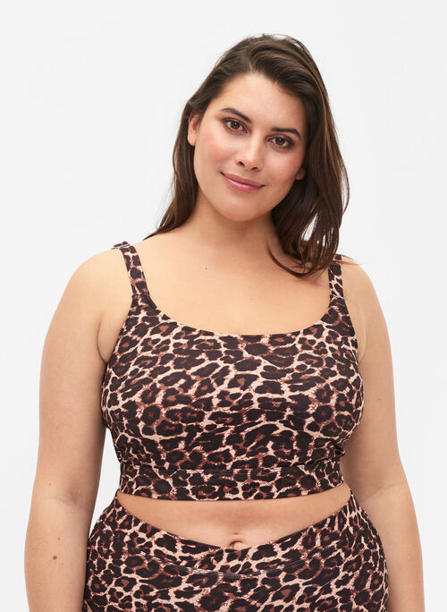 Printed bikini top with adjustable straps, Autentic Leopard, Model