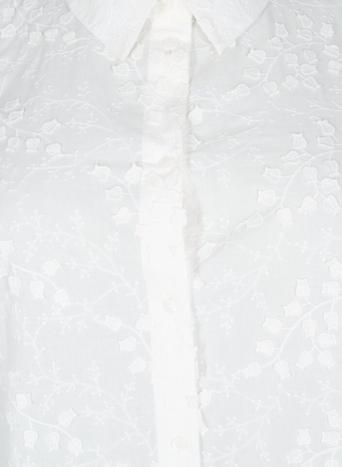 Shirt dress with embroidered flowers, White, Packshot image number 2