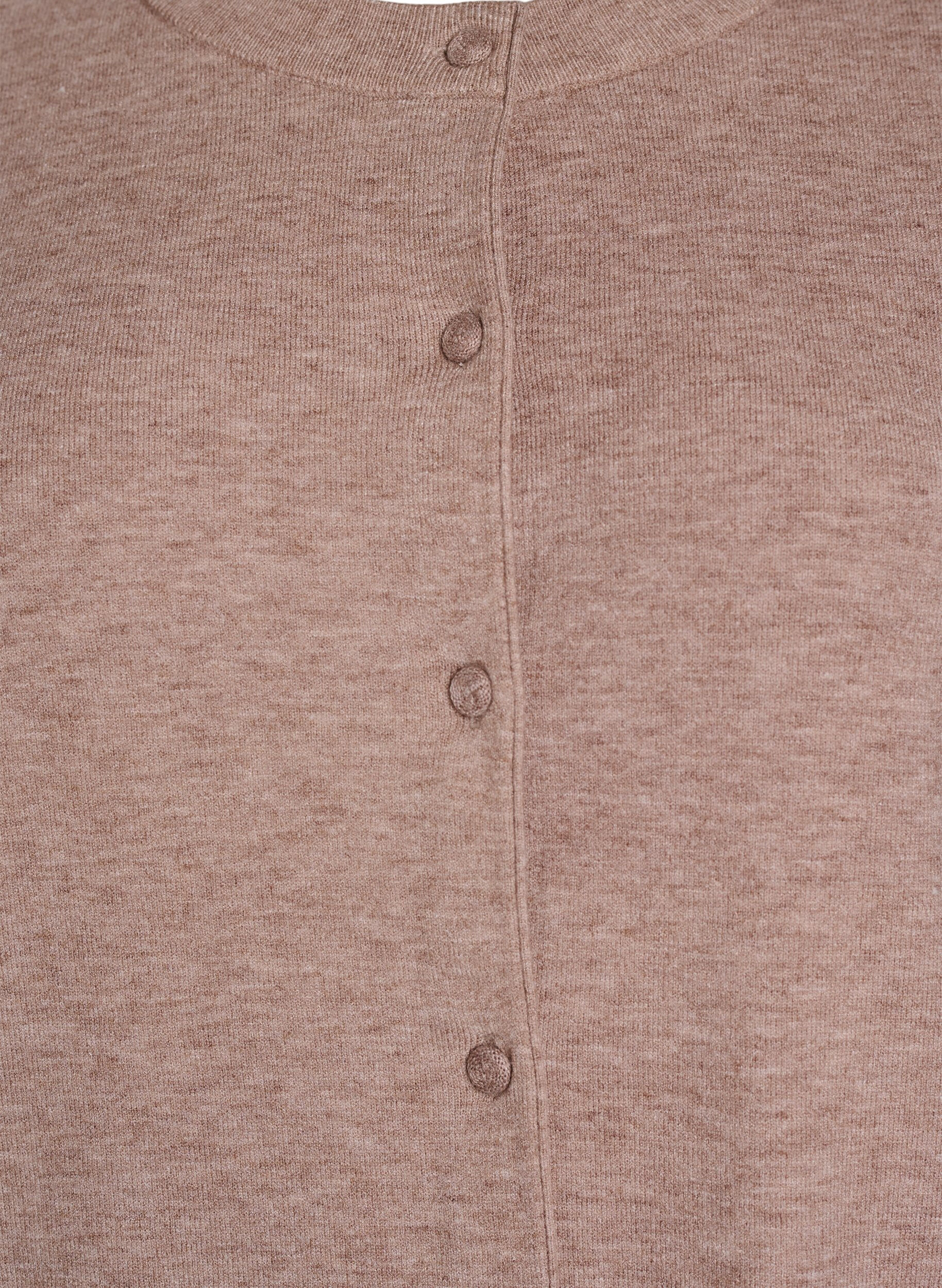 Zizzifashion Cardigan with round neck and fabric-covered buttons, Beige, Packshot image number 2