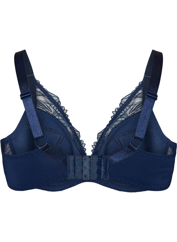 Padded lace bra with underwire, Blue, Packshot image number 1