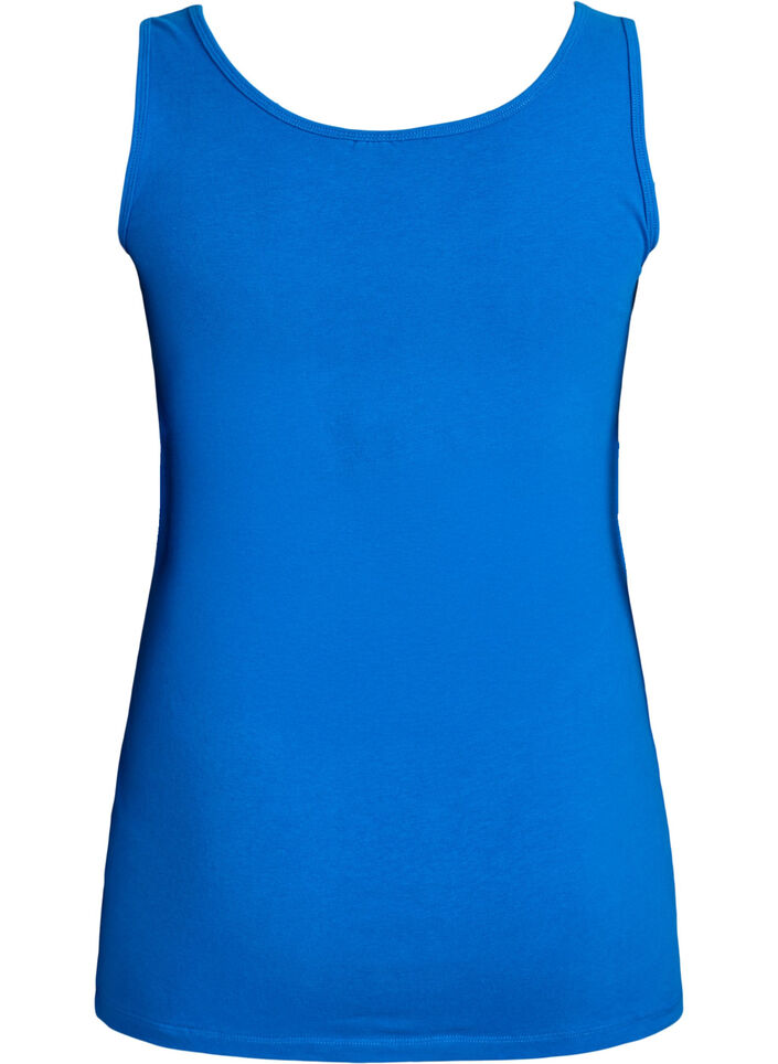 Solid color basic top in cotton, Blue, Packshot image number 1