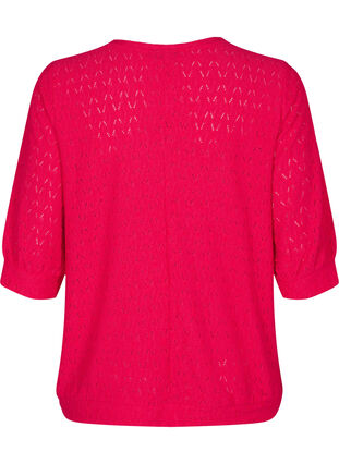 Blouse with 3/4-sleeves and a structured pattern, Love Potion, Packshot image number 1