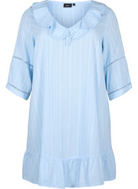 Cotton-viscose mix dress with 3/4 sleeves