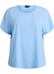 Blouse with short sleeves and a round neckline, Blue, Packshot image number 0