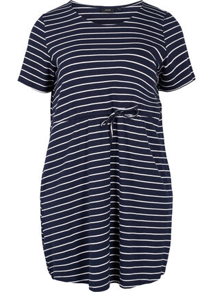 Short-sleeved cotton tunic , Blue Stripe, Packshot image number 0