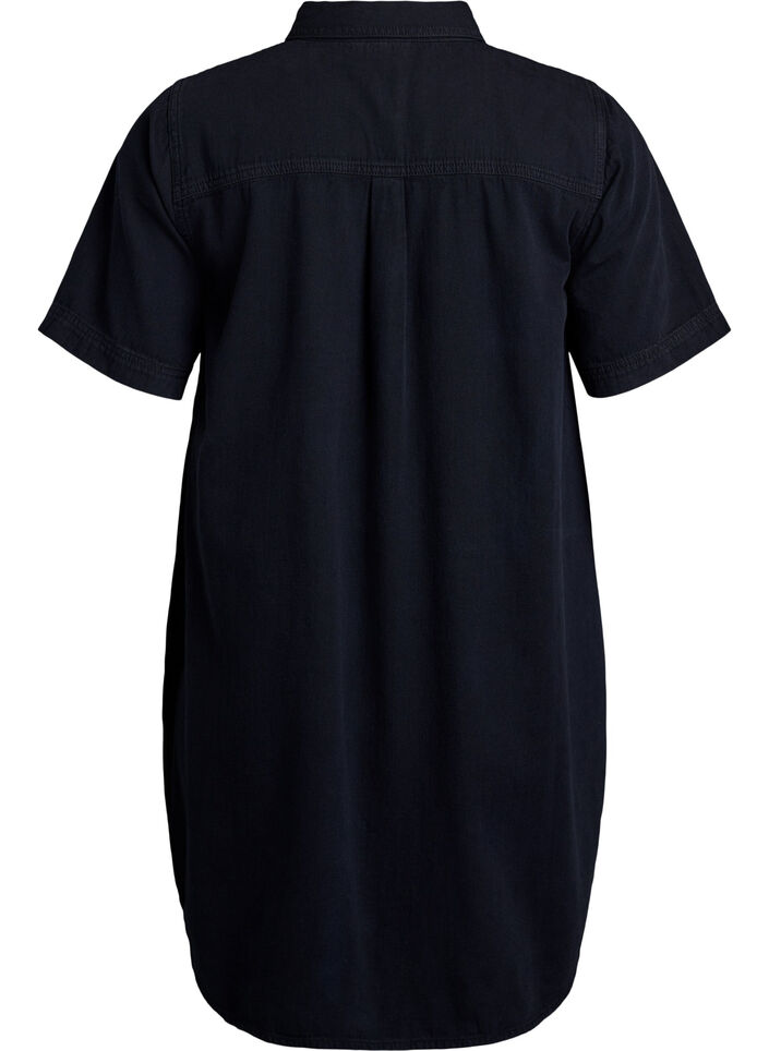 Denim shirt dress with short sleeves, Black, Packshot image number 1