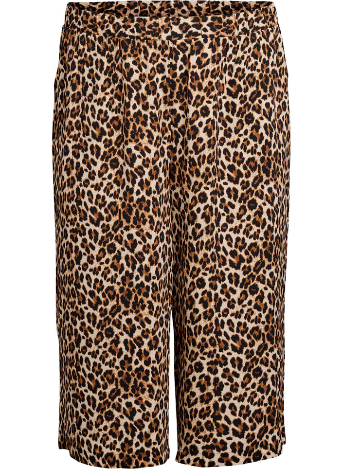 Culotte trousers with print, Brown, Packshot image number 0