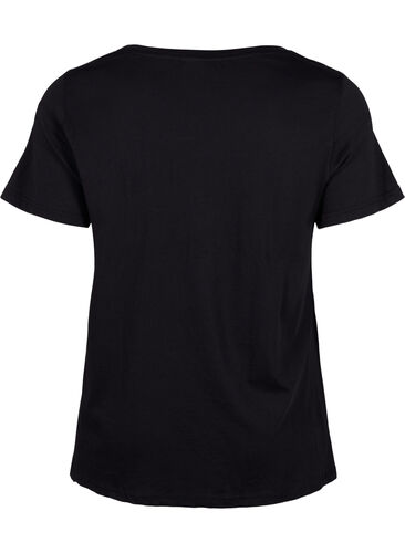 Cotton t-shirt with print on the front, Black W. Chest print, Packshot image number 1