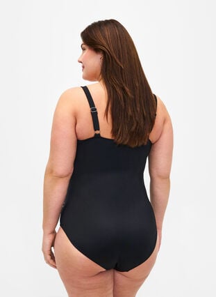 Swimsuit with padding and draping, Black, Model image number 1