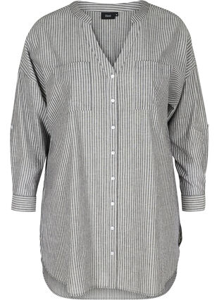 Striped shirt in 100% cotton, Black Stripe, Packshot image number 0