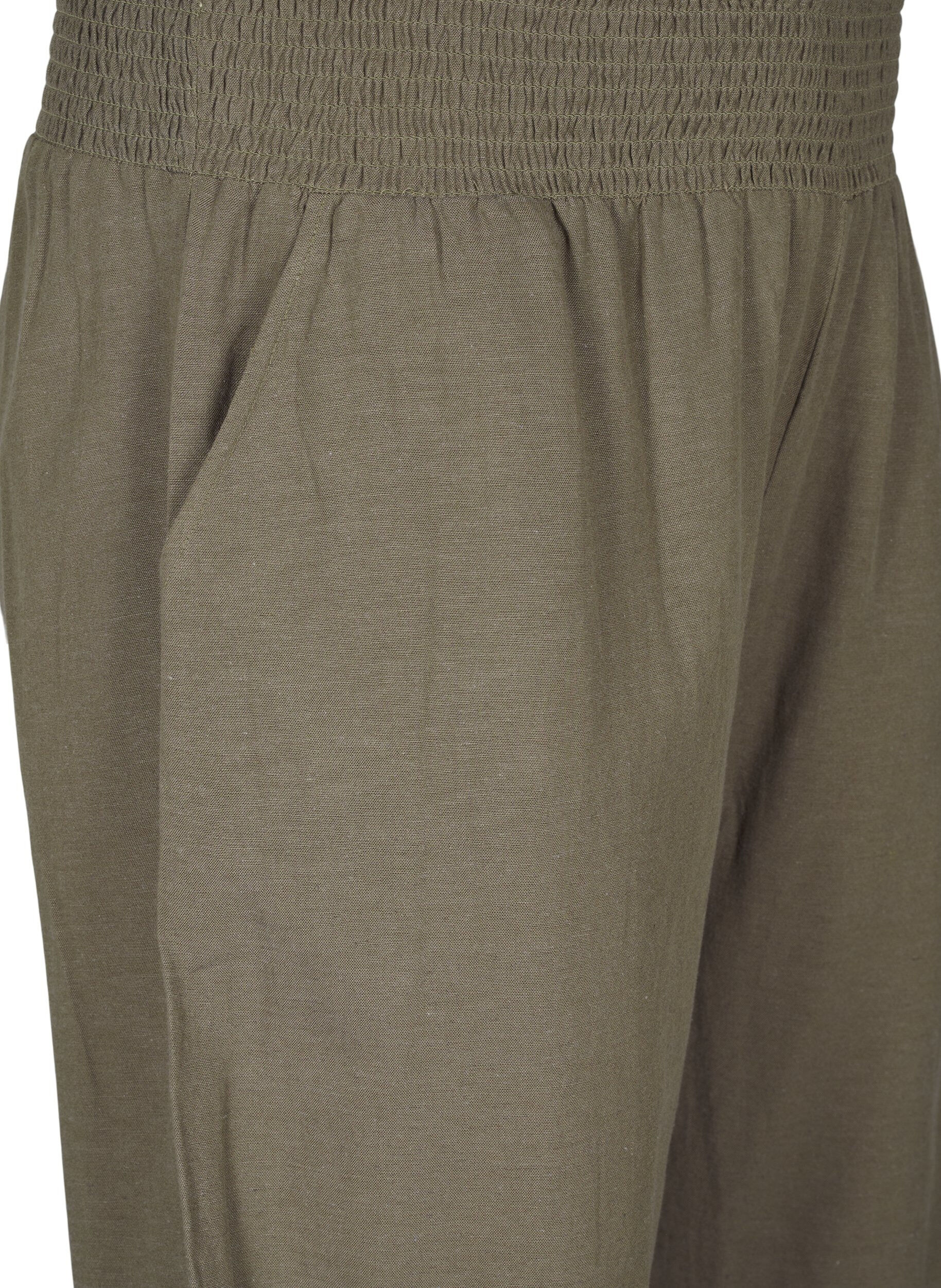 Zizzifashion Smock pants with linen, Green, Packshot image number 2