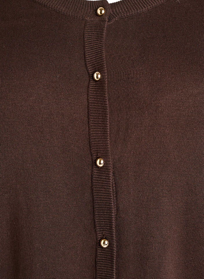 Fine-knit cardigan with ball buttons, Brown, Packshot image number 2