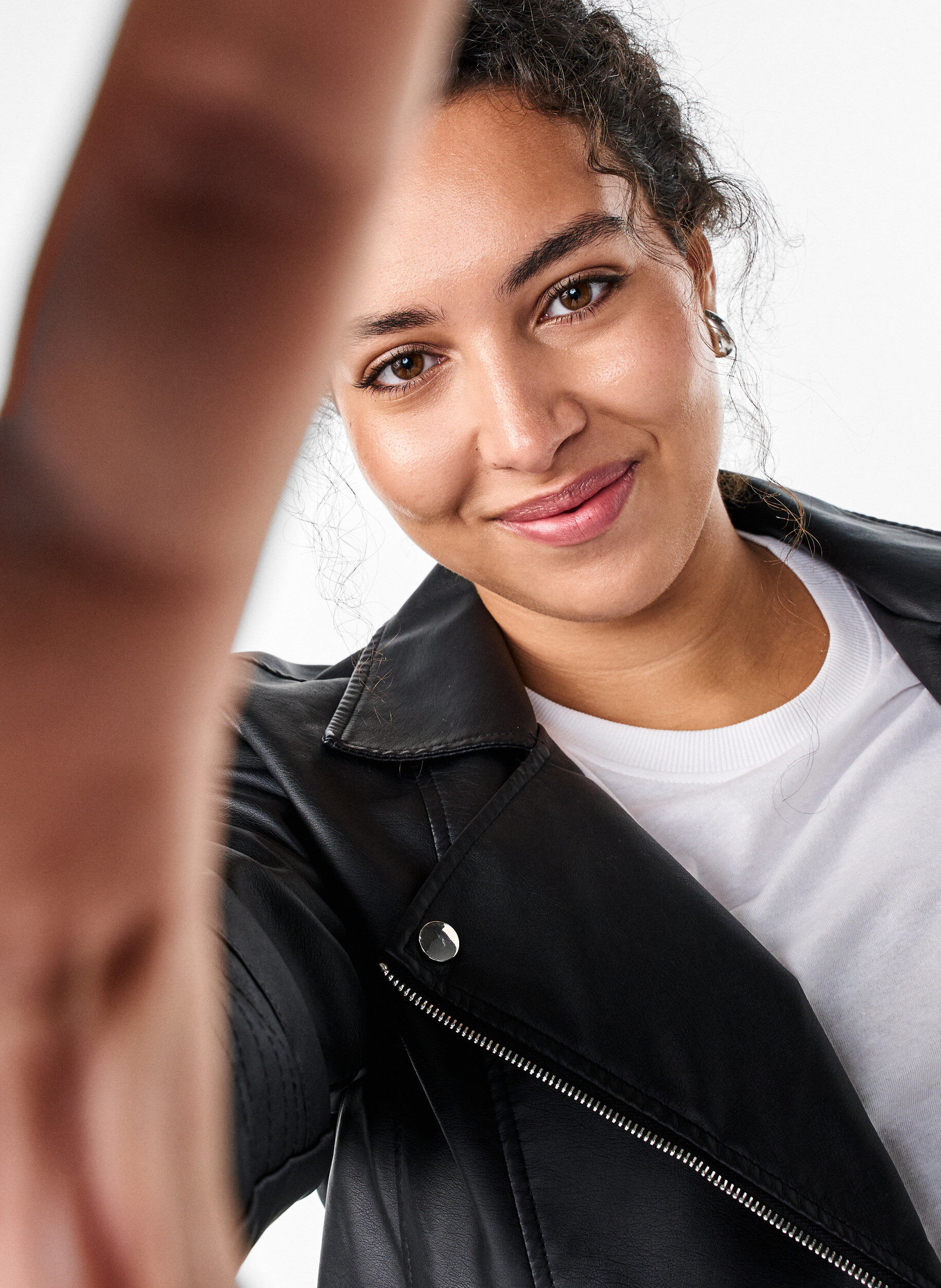 ZizzifashionBiker jacket in faux leather, Black, Model image number 3