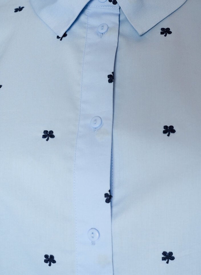 Shirt with embroidered flowers, Light Blue, Packshot image number 2