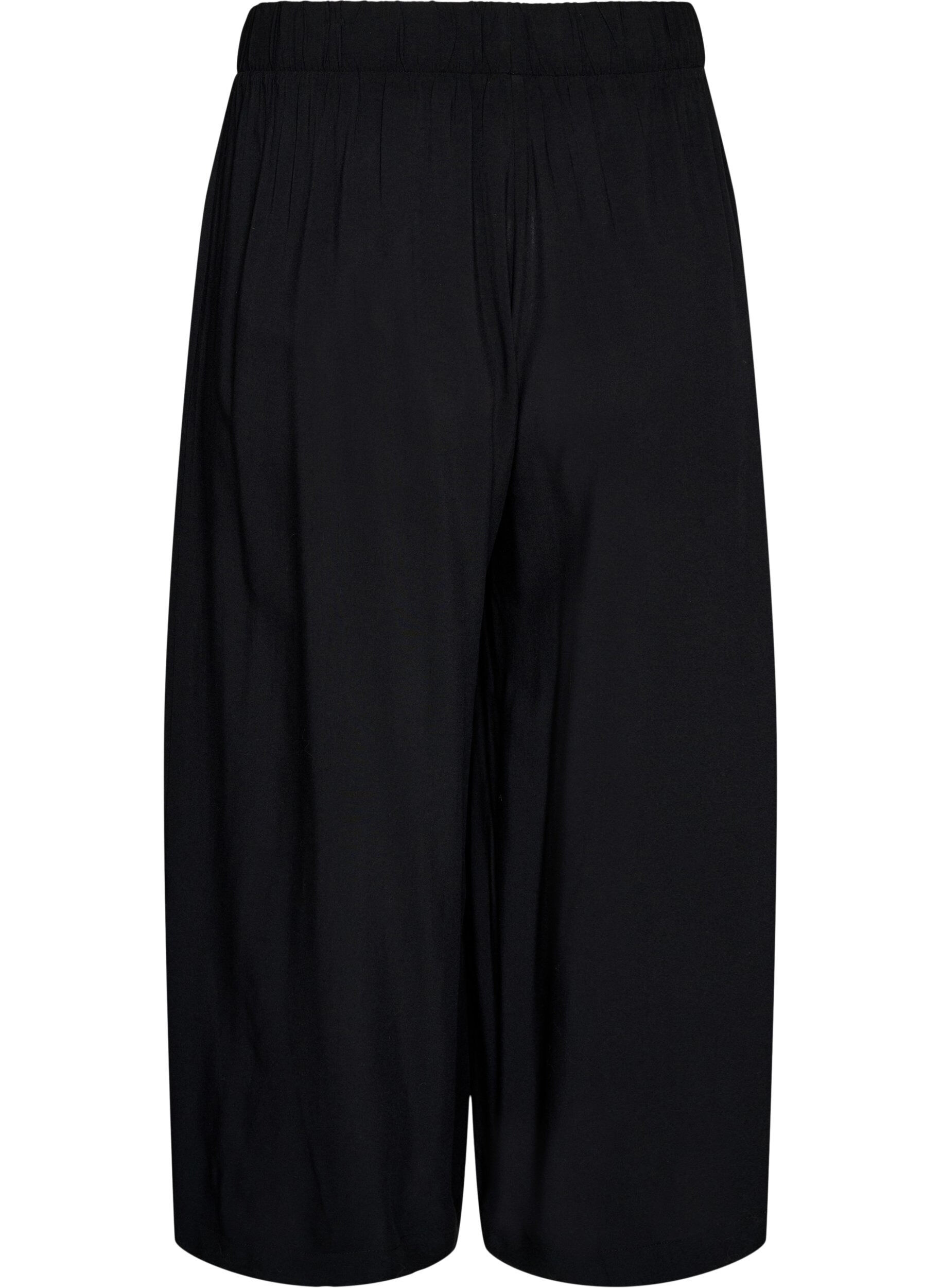 ZizzifashionCulottes in viscose with a high waist and wide legs, Black, Packshot image number 1