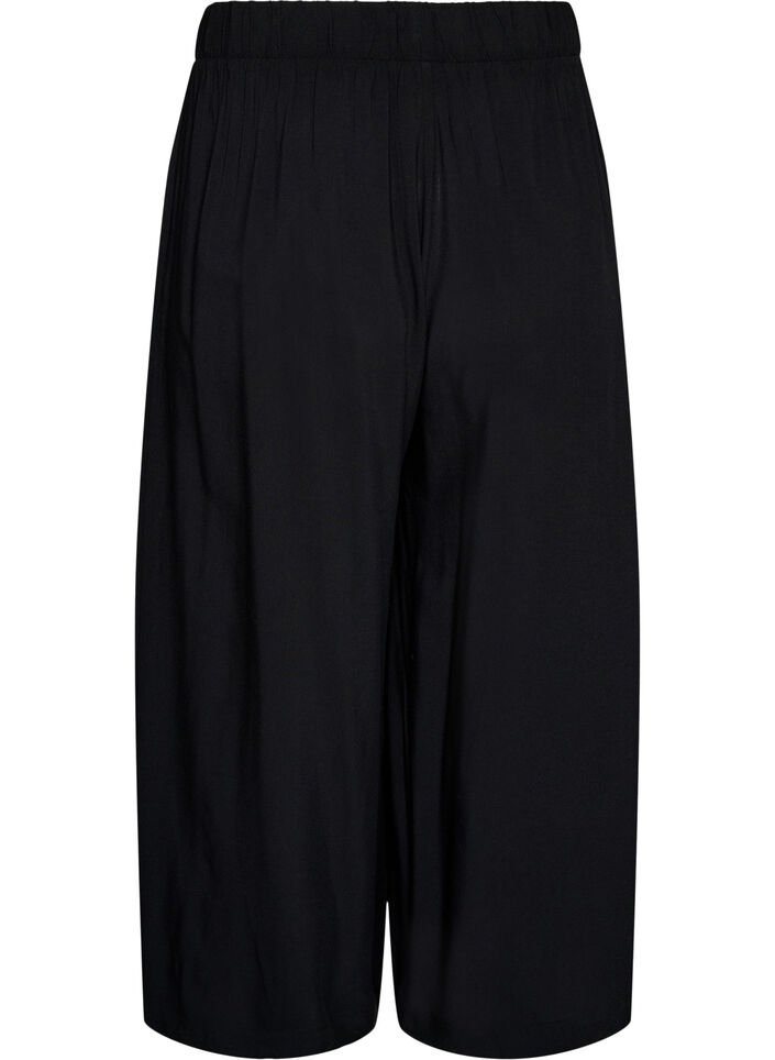 Culottes in viscose with a high waist and wide legs, Black, Packshot image number 1