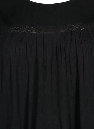 Viscose dress with lace band, Black, Packshot image number 2