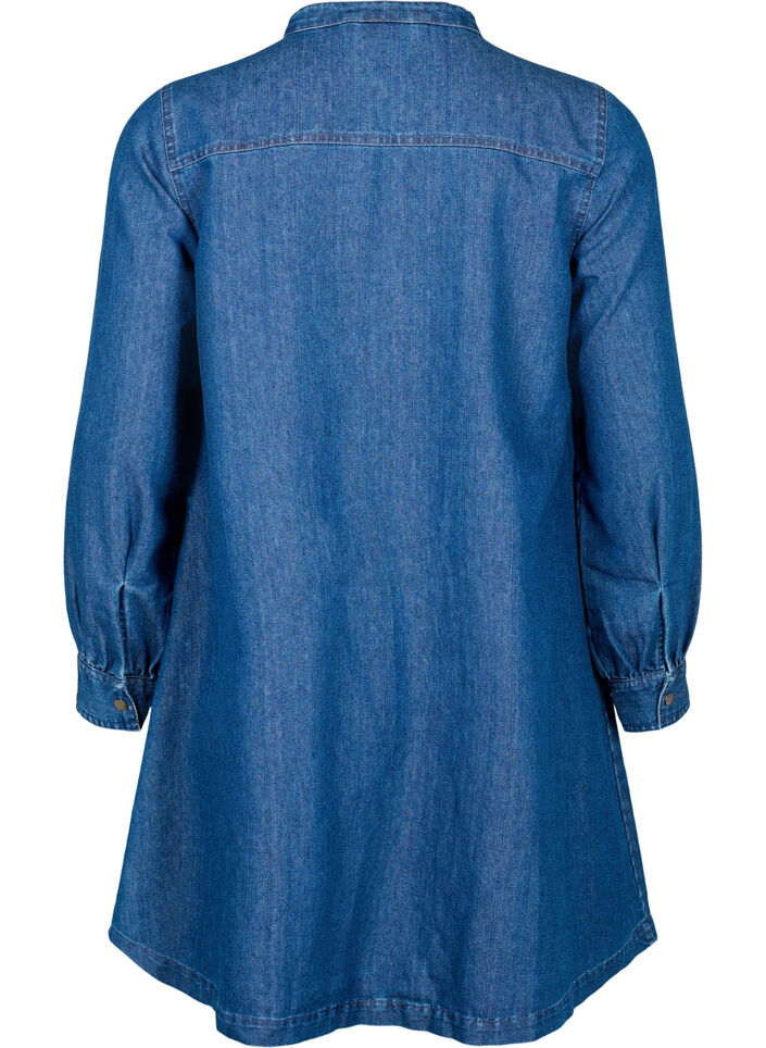 Long sleeve denim dress, Blue denim, Packshot image number 1