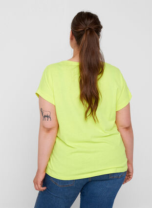 Neon-coloured cotton t-shirt, Neon Lime, Model image number 1