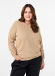 Knit blouse in cotton with textured pattern, Beige, Model image number 0