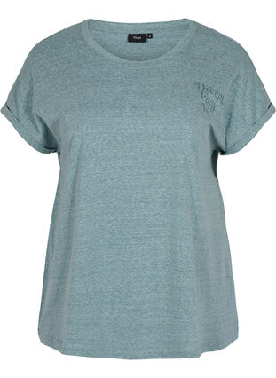 Mottled t-shirt in cotton, Sea Pine mel, Packshot image number 0