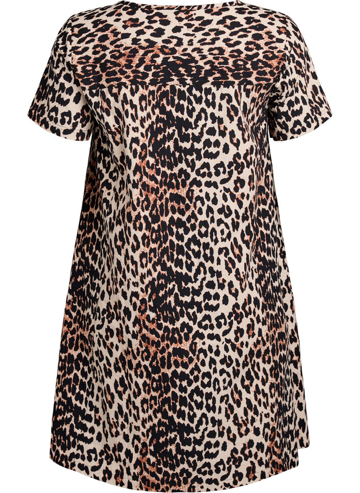 Short A-line dress with leopard print, Brown, Packshot image number 1