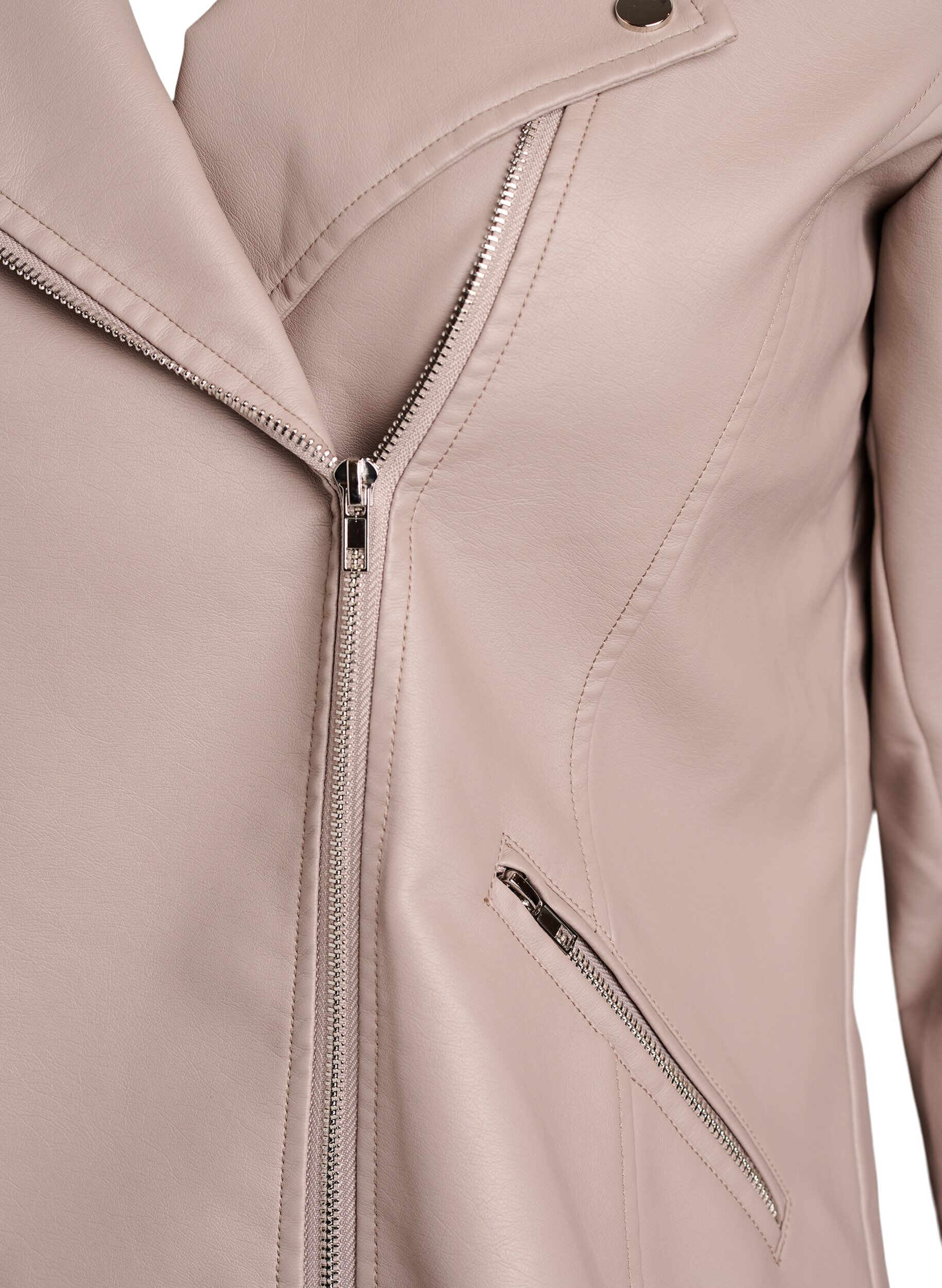 ZizzifashionBiker jacket in faux leather, Beige, Packshot image number 2