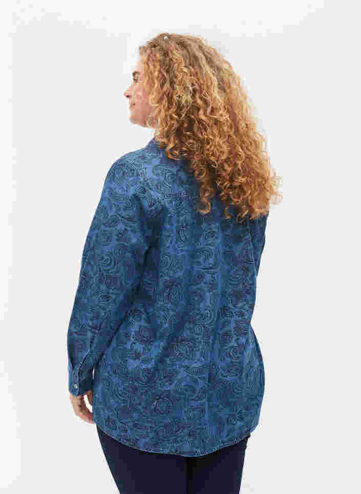 Cotton shirt in paisley pattern, Blue Paisley, Model image number 1