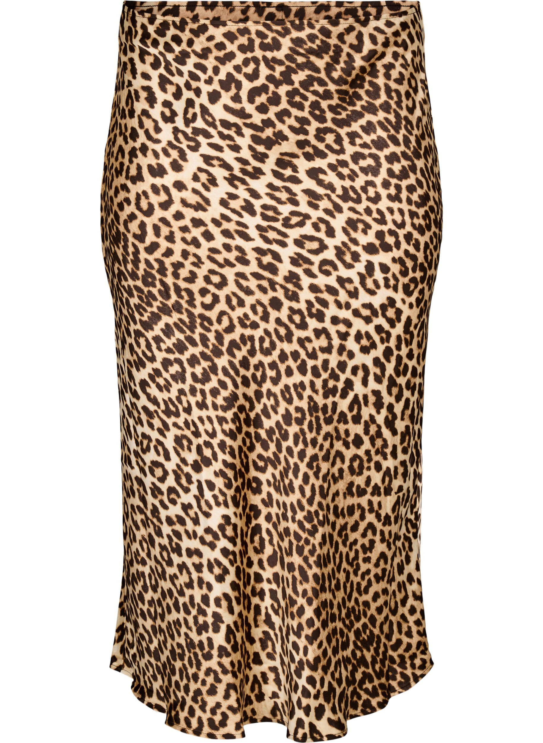 Zizzifashion Satin midi skirt with leopard print, Leo AOP, Packshot image number 0