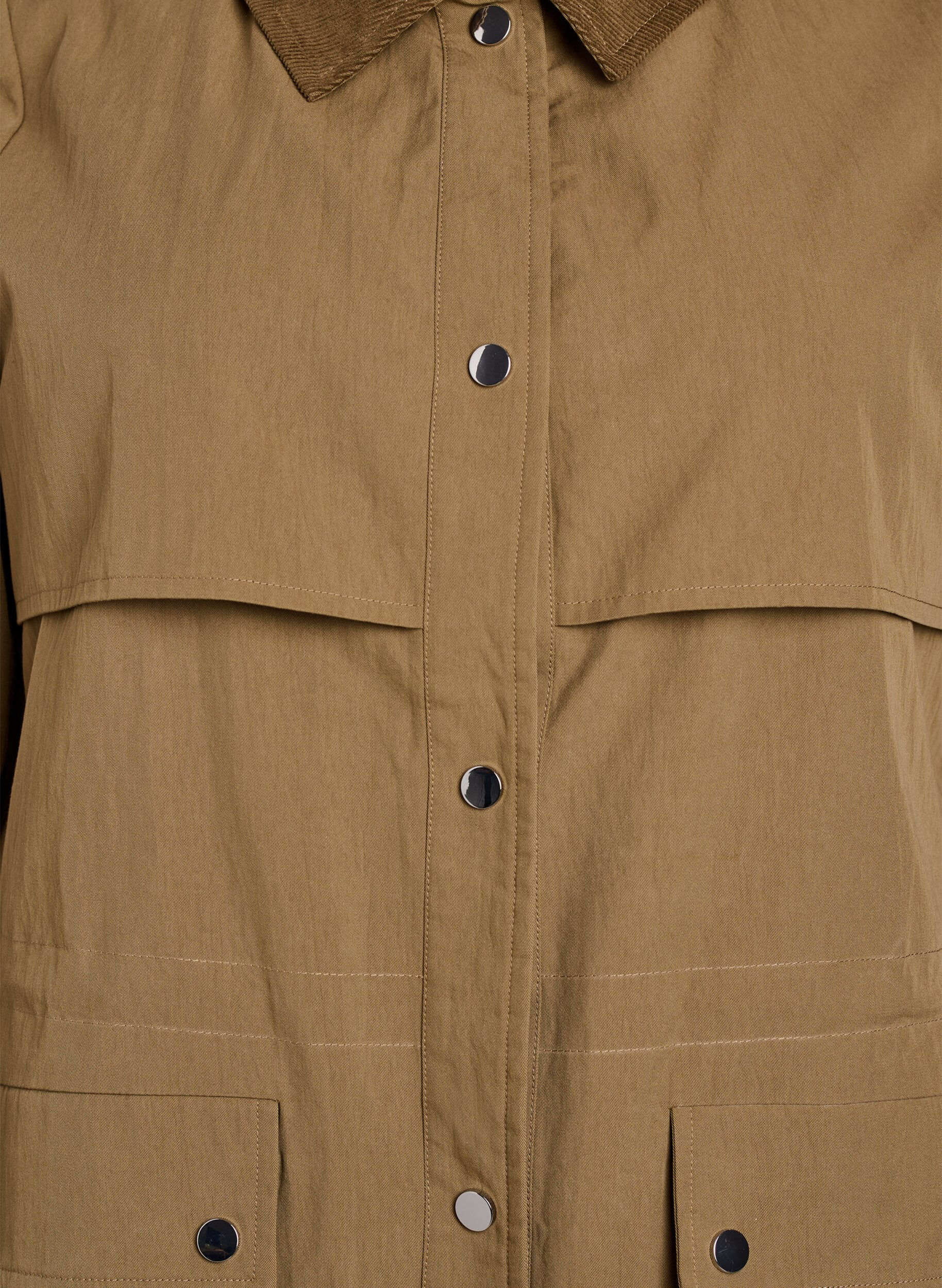 Zizzifashion Long spring parka with corduroy collar, Brown, Packshot image number 2