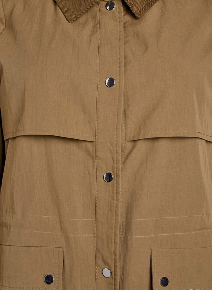 Long spring parka with corduroy collar, Brown, Packshot image number 2