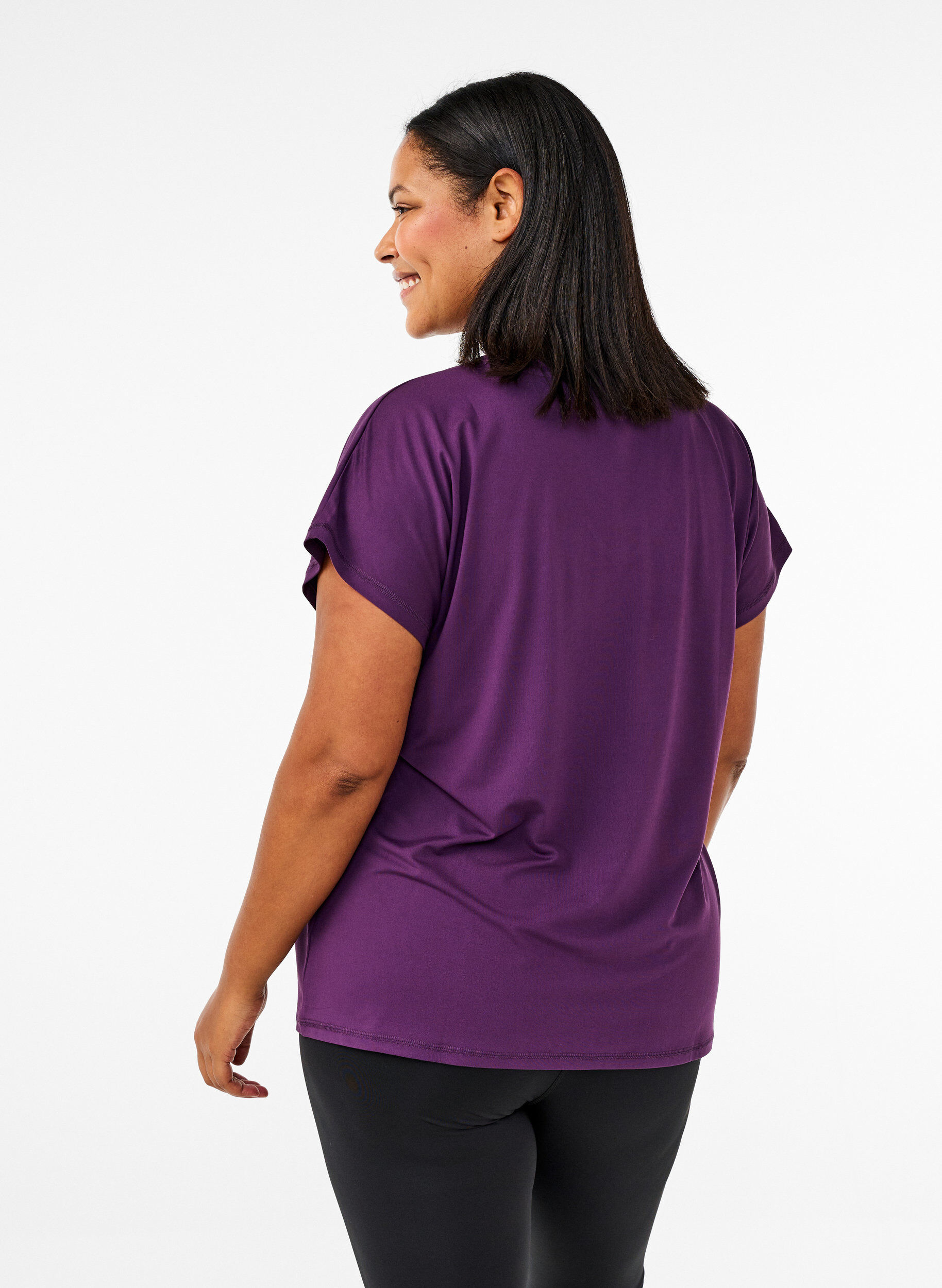 ZizzifashionLoose training t-shirt with v-neck, Purple, Model image number 2