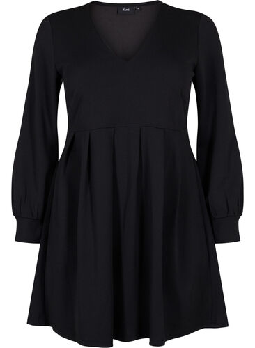 A-shape dress with v-neck, Black, Packshot image number 0