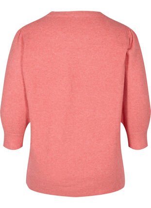 Mottled knitted top with 3/4-length sleeves, Spiced Coral Mel., Packshot image number 1